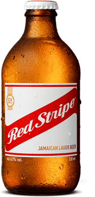 Red Stripe stumpy bottle